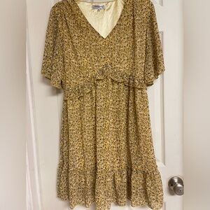 Manydress 100% Polyester Medium Lined Dress Yellow EUC